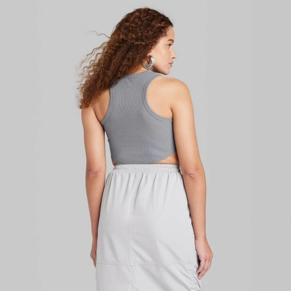Gray Ribbed Tank Top - Picture 3 of 3